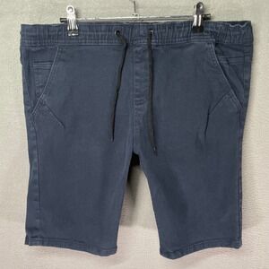 Stitches & Rivets Chino Shorts Mens Medium Navy Elastic Waist Casual